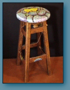 Backless Stool: Blue Cactus