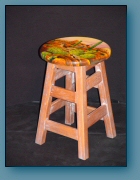 Backless Stool: Quails on Nopal