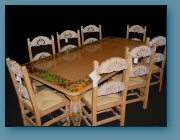 Dining Table: 8' Carved Cabriole Leg Dining Talbe With 8 Matching Chairs